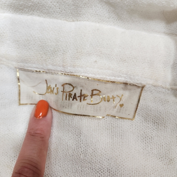 Jen's Pirate Booty White Cotton Button Down Gauze - Picture 6 of 6